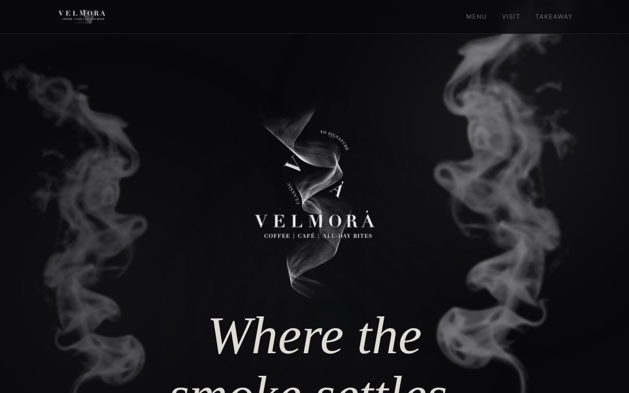 Velmorà café website homepage